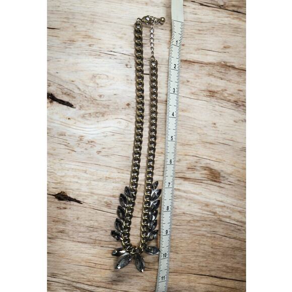 Rhinestone Chocker with Brass Tone Chain Necklace Vintage - Picture 5 of 6